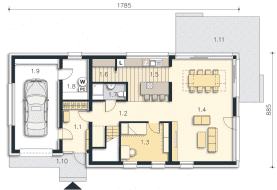 Rzut projektu Trogir II (DCP406a) - Parter