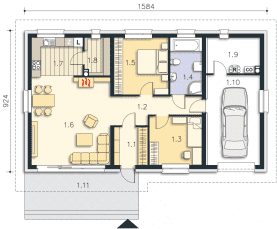Rzut projektu Royan VII (DCB89f) - Parter