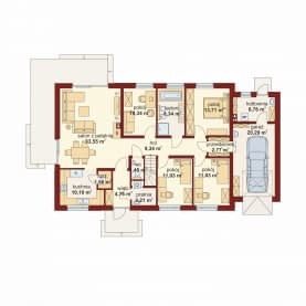 Rzut projektu Domena 104 A-T - Rzut parteru