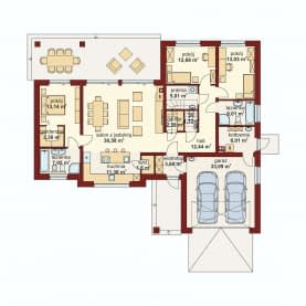 Rzut projektu Domena 109 B1 - Rzut parteru