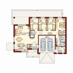 Rzut projektu Domena 145 B1 - Rzut parteru