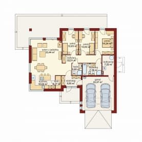 Rzut projektu Domena 135 B1 - Rzut parteru