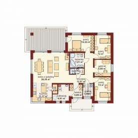 Rzut projektu Domena 124 C2 - Rzut parteru
