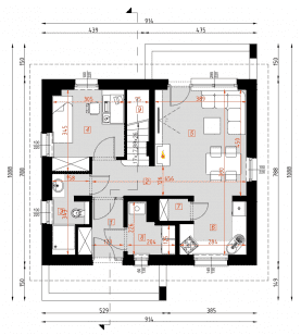Rzut projektu D153B - WT2021 - Parter