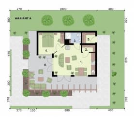 Rzut projektu GRENADA dom letniskowy - Rzut przyziemia - WARIANT A