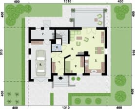 Rzut projektu LAMIA 2 szkielet drewniany - Rzut przyziemia