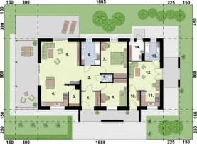 Rzut projektu SARI dom dwulokalowy - Rzut przyziemia