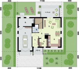 Rzut projektu LAMIA 4 szkielet drewniany - Rzut przyziemia