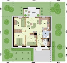 Rzut projektu LA PALMA 2 C szkielet drewniany dom mieszkalny - Rzut przyziemia