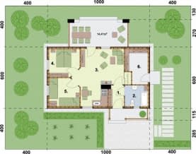 Rzut projektu LA PALMA szkielet drewniany dom letniskowy - Rzut przyziemia