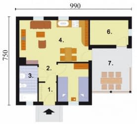 Rzut projektu BOGOTA szkielet drewniany - Rzut przyziemia