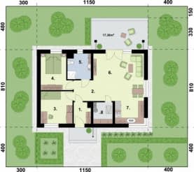 Rzut projektu TRYPOLIS 7 szkielet drewniany - Rzut przyziemia