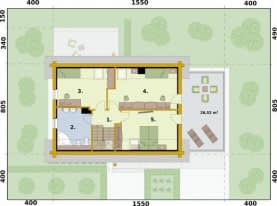 Rzut projektu TRYPOLIS 3 projekt domu z bali drewnianych - Rzut poddasza