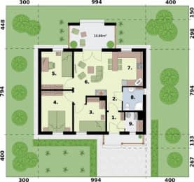 Rzut projektu LA PALMA 2 C EKO dom mieszkalny, całoroczny z pompą ciepła i podłogówką - Rzut przyziemia
