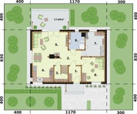 Rzut projektu TRYPOLIS 5  szkielet drewniany - Rzut przyziemia