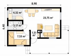 Rzut projektu Best 3 dr-S (DR-S) - parter