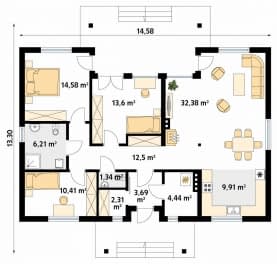 Rzut projektu Borówka 2 dr-S (DR-S) - parter