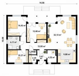 Rzut projektu Borówka 5 dr-S (DR-S) - parter