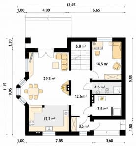 Rzut projektu Caro 2 (CE) - parter
