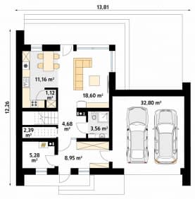 Rzut projektu Malutki 4 (CE) - parter