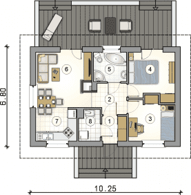 Rzut projektu S-GL 9991556 Tango V SZ - Parter