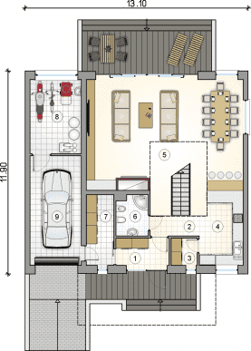 Rzut projektu S-GL 1390 Malta - Parter
