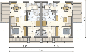 Rzut projektu S-GL 1607 Double House VII - Parter