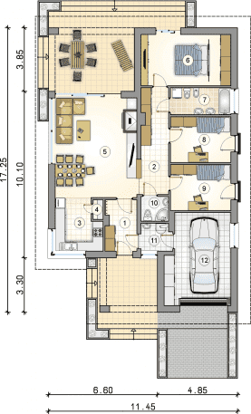 Rzut projektu S-GL 9991226 Pliszka IV Sz - Parter