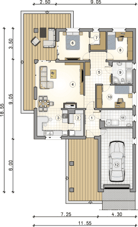Rzut projektu S-GL 9991448 Watson II Sz - Parter