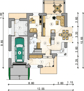 Rzut projektu S-GL 616 Siena - Parter