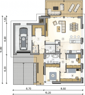 Rzut projektu S-GL 9991212 Koliber Sz - Parter