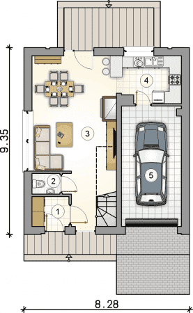 Rzut projektu S-GL 1505 Single House - Parter