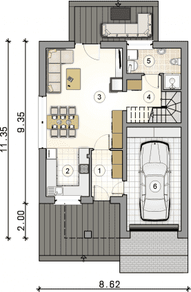 Rzut projektu S-GL 1508 Single House II - Parter