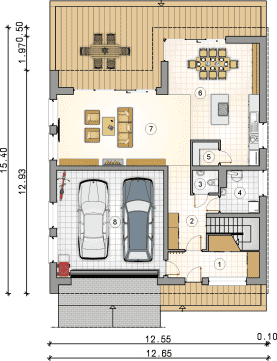 Rzut projektu S-GL 1094 New House - Parter