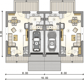 Rzut projektu S-GL 1185 Double House - Parter