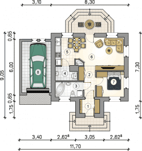 Rzut projektu S-GL 881 Gniazdko II - Parter