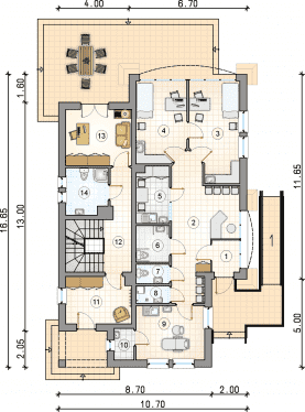 Rzut projektu S-GL 738 Villa Medica II - Parter