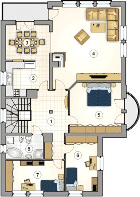 Rzut projektu S-GL 738 Villa Medica II - Piętro