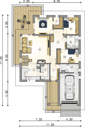 Rzut projektu S-GL 9990787 Winston Sz - Parter