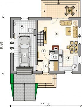 Rzut projektu S-GL 910 Compact House II - Parter