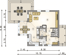 Rzut projektu S-GL 9990737 Chata Pod Jaworem Sz - Parter