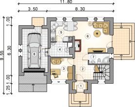 Rzut projektu S-GL 1021 Gwiazdka II - Parter