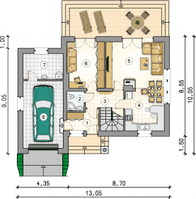 Rzut projektu S-GL 790 Emerson - Parter