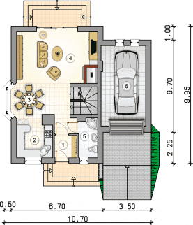 Rzut projektu S-GL 341 Dzwoneczek - Parter