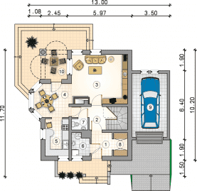Rzut projektu S-GLX 19 Maks - Parter