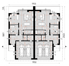 Rzut projektu D331A - Zabudowa bliźniacza WT2021 - Parter