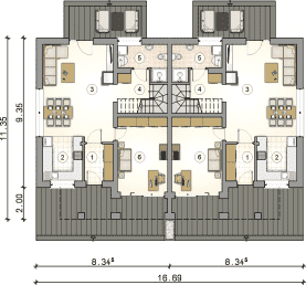 Rzut projektu S-GL 1618 Double House VIII - Parter