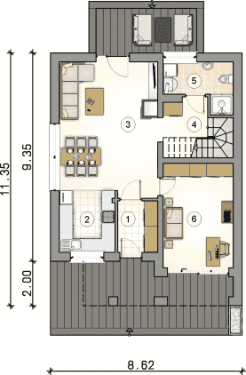 Rzut projektu S-GL 1620 Single House III - Parter