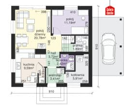 Rzut projektu Dom przy Cyprysowej 27 N - Parter