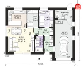 Rzut projektu Dom przy Alabastrowej 55 - Parter